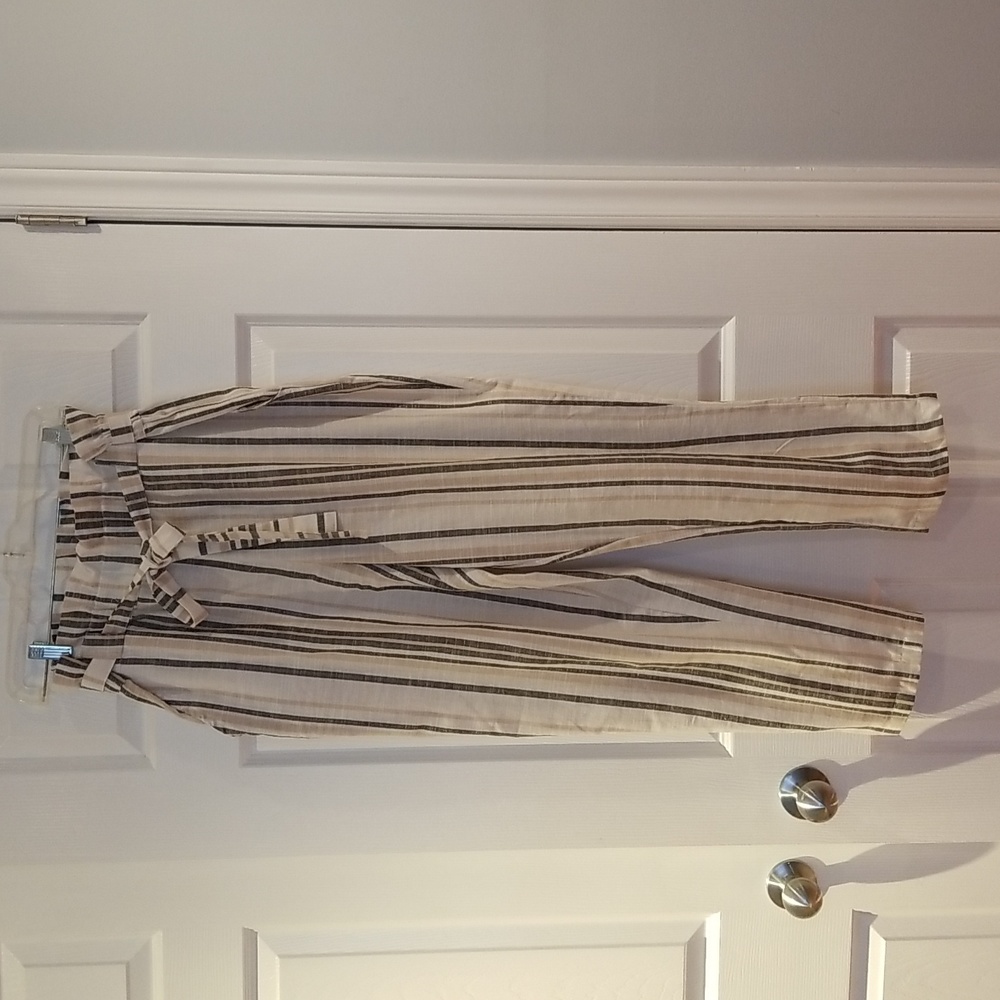 SEVEN SISTER striped tie high waisted pants 100% cotton